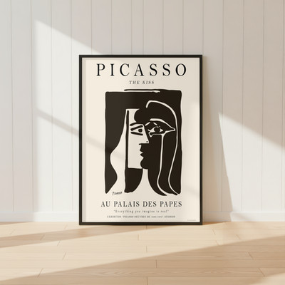 Picasso Der Kuss Ausstellung Druck / Vintage Galerie Wandbild / Hochglanz