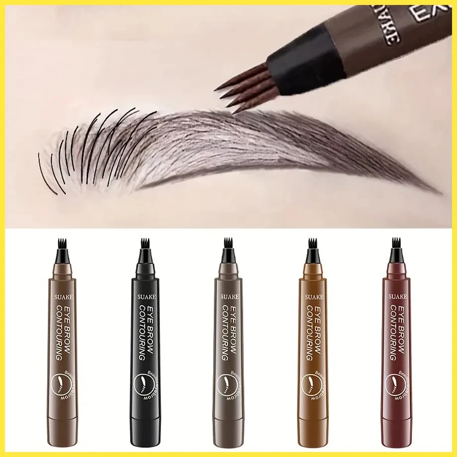 SALE Waterproof Eyebrow Pen Microblading Makeup Pencil With 4 Split Head Natural