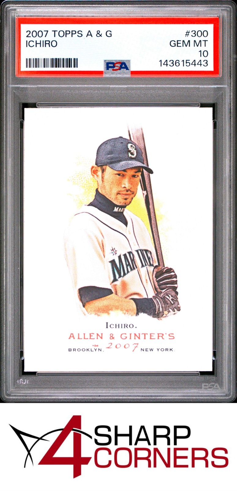 2007 TOPPS ALLEN & GINTER #300 ICHIRO SUZUKI HOF PSA 10