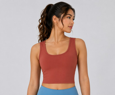 PE964 Halara Damen Seamless Crop Top   Weiches Fitness Tanktop Top mit Cups
