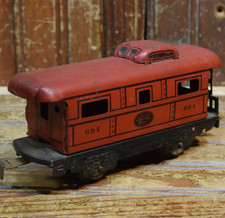 MARX NEW YORK CENTRAL RED CABOOSE 694 TIN LITHO O GAUGE TRAIN CIRCA 1938-1942