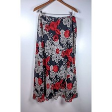 Y2K Dark Romantic Maxi Skirt Size 14 16 Fairy Floral Lined Fairy Elastic Waist