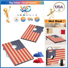 American Flag Cornhole Sets 4x2 ft with 8 Bean Bags Outdoor Game
