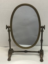 Vintage Art Deco Style English Brass Tabletop Shaving/Vanity Mirror Tilting