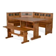 Sunny Designs Sedona Farmhouse Wood Breakfast Nook Set in Rustic Oak