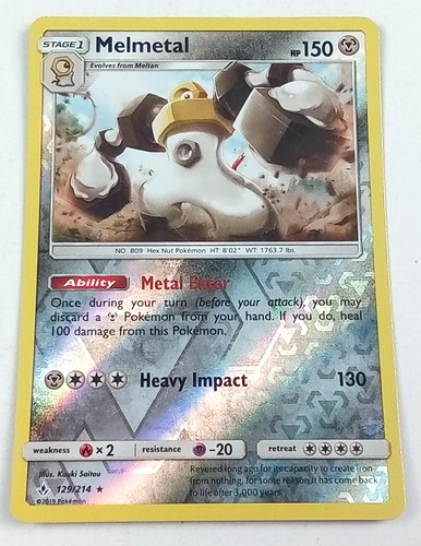 Melmetal 129/214 Unbroken Bonds Reverse Holo Rare Pokémon Card 2019