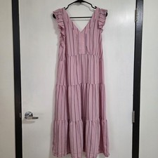 Loft Womens Pretty In Pink Ruffle Accent Tiered Sleeveless Summer Dress Size S