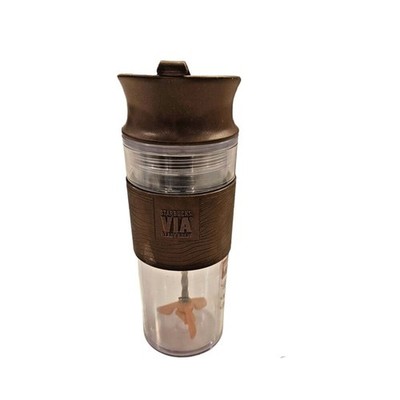 Starbucks VIA Ready Brew Swirl Tumbler Bodum Plastic Cup Mixer Brown - READ