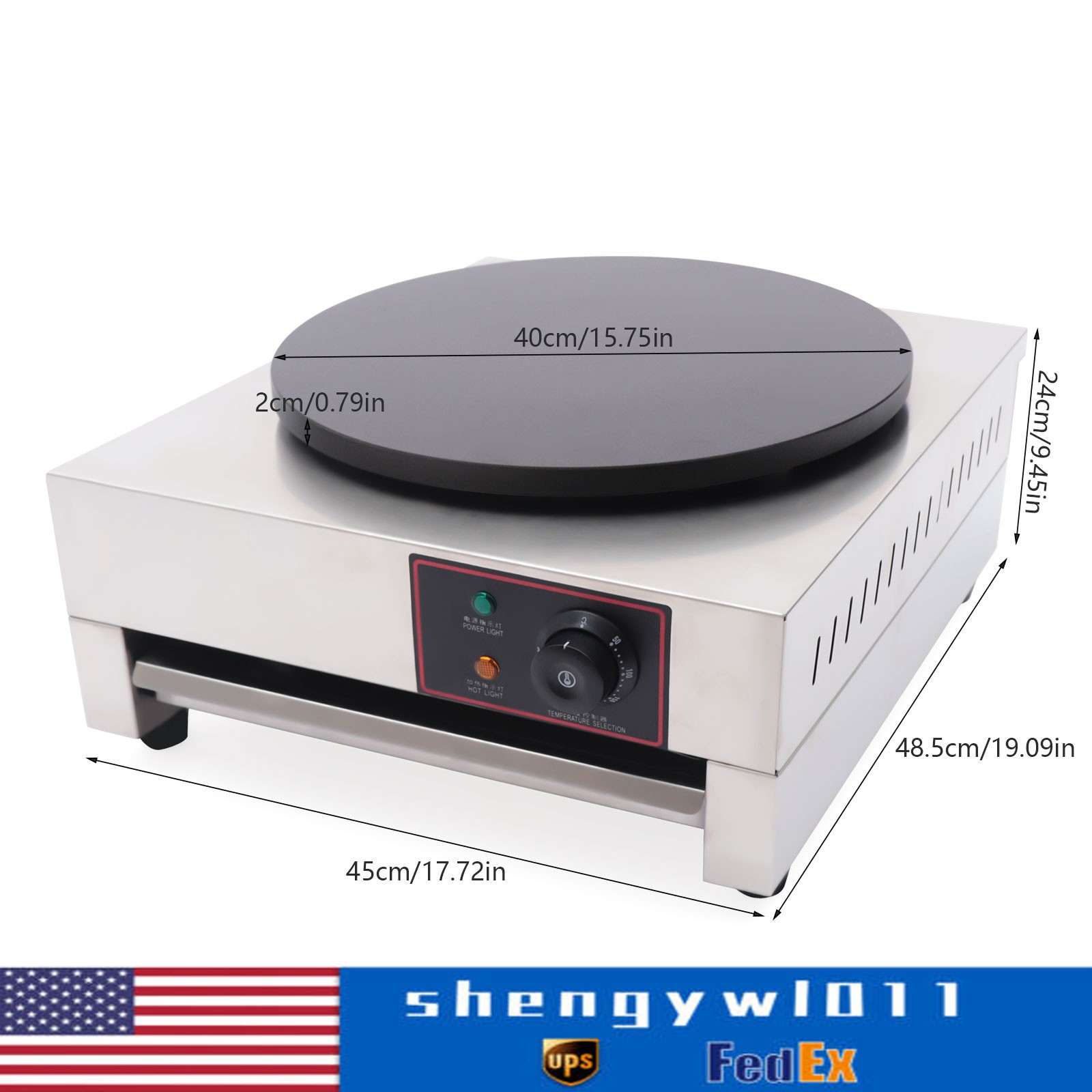 1700W 16" Commercial Electric Crepe Maker Pancake Machine Big Hotplate Non Stick