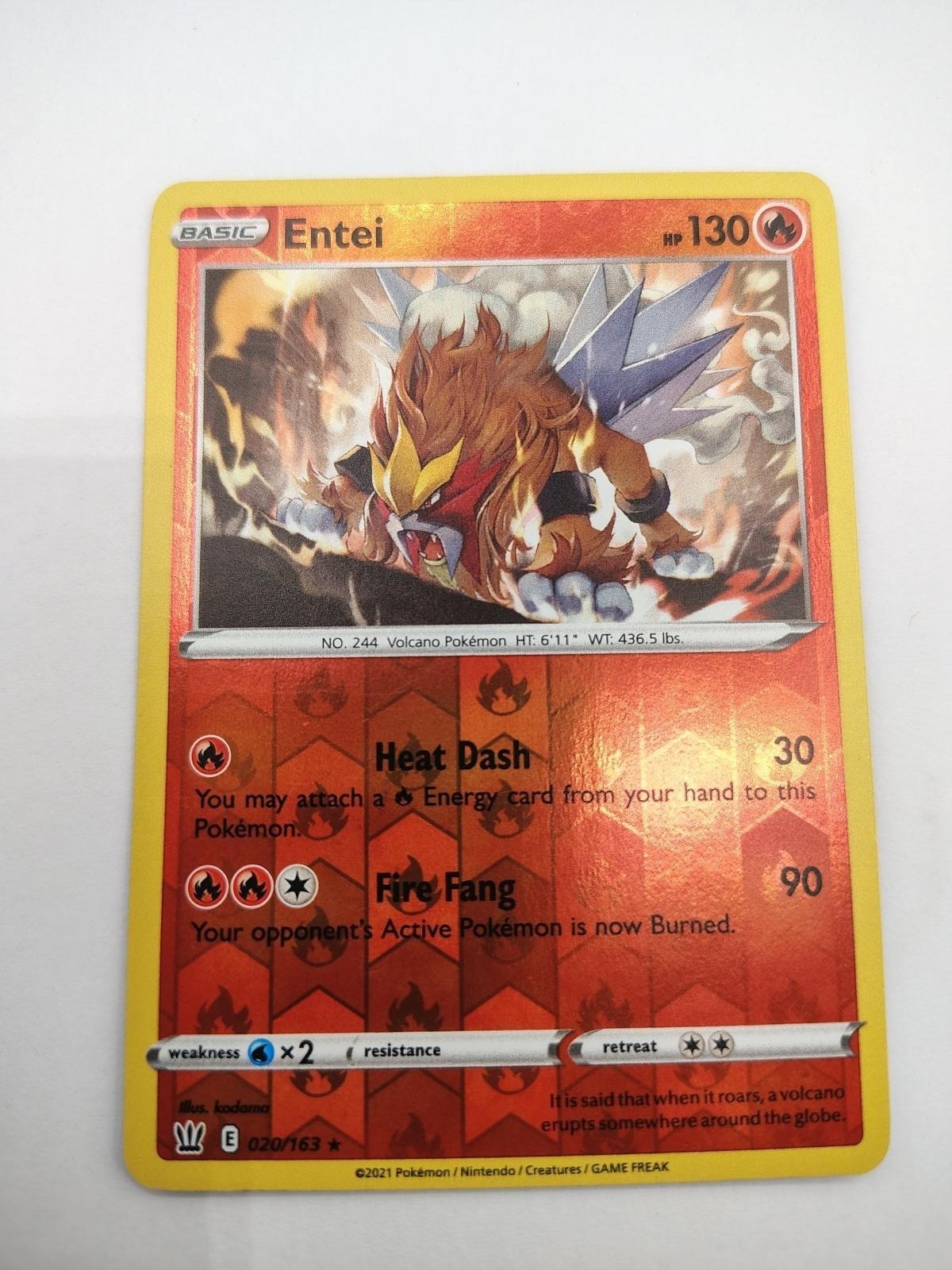 Entei 020/163 R Battle Styles Pokemon Reverse Holo Near Mint