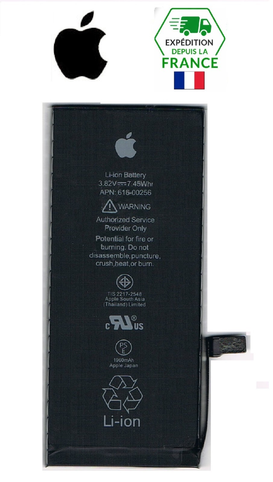 Batterie iPhone 7 interne de remplacement pièce neuve 1960 mAh pour smartphone 7G