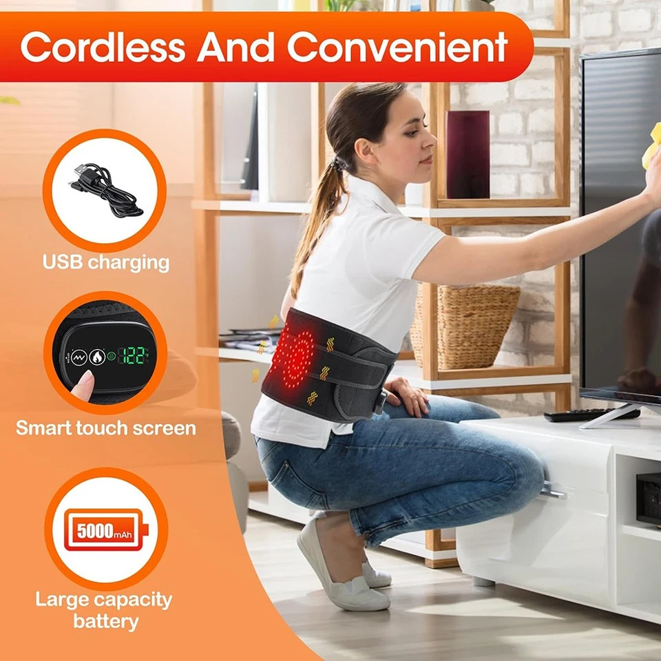 Electric Infrared Heating Belt Back Lumbar Waist Massage Vibration Heating Pad - Image 4 of 4