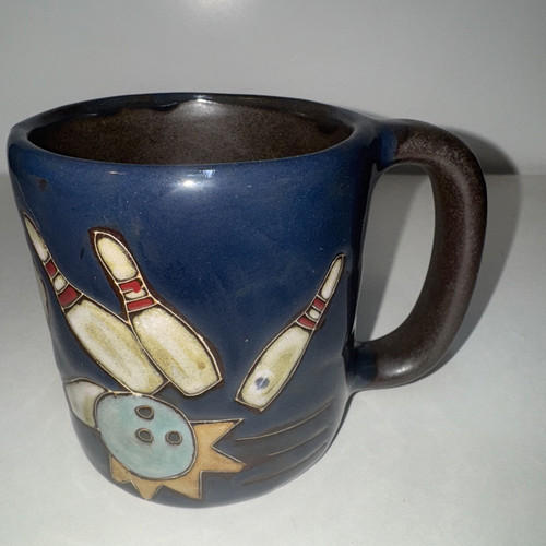 New Mara Stoneware Mug – Handmade Pottery – Bowling Pins Design – Rare - Picture 1 of 6