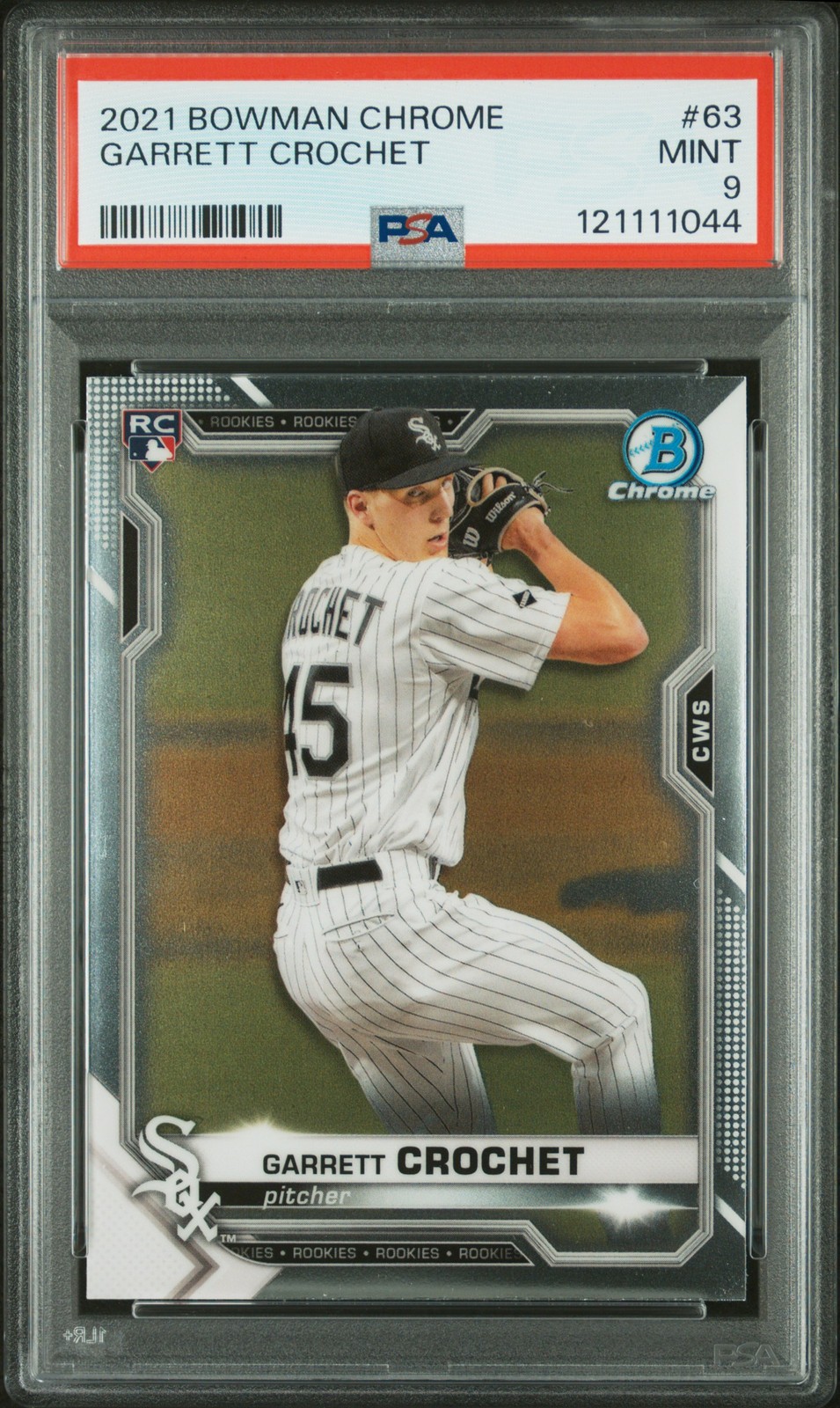 2021 BOWMAN CHROME #63 GARRETT CROCHET ROOKIE RC PSA 9