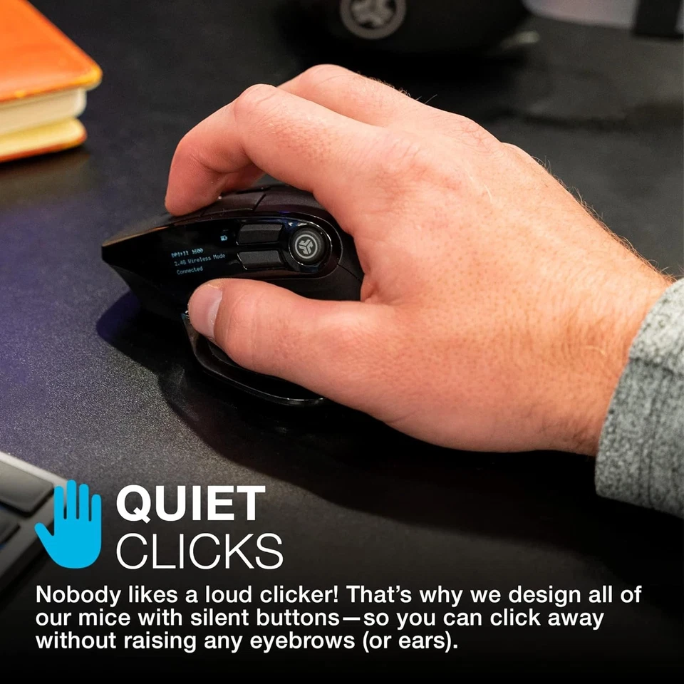 JLab Epic Bluetooth Mouse, Rechargeable Wireless Mouse with OLED Display - Tri-M - Image 3 of 4