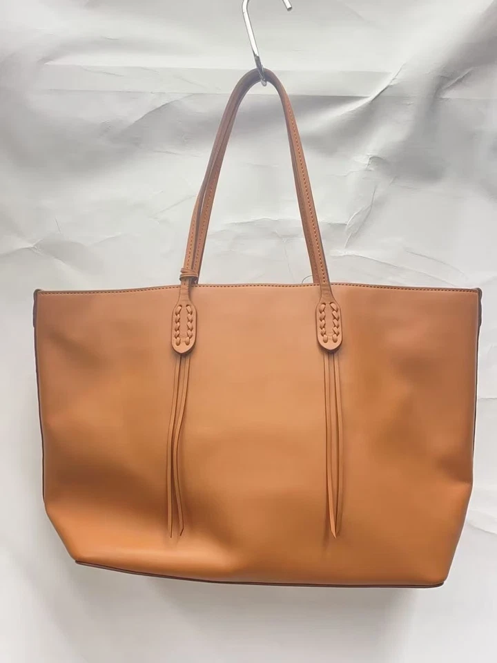 Bolso de Mano Polo Ralph Lauren Cuero con Flecos Marrón Camel Logo Acento Clásico Usado Foto 3 de 4