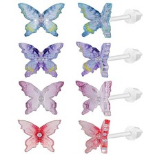 4 Pairs Butterfly Earrings Set Small Butterfly Studs Earrings Cute Style 4