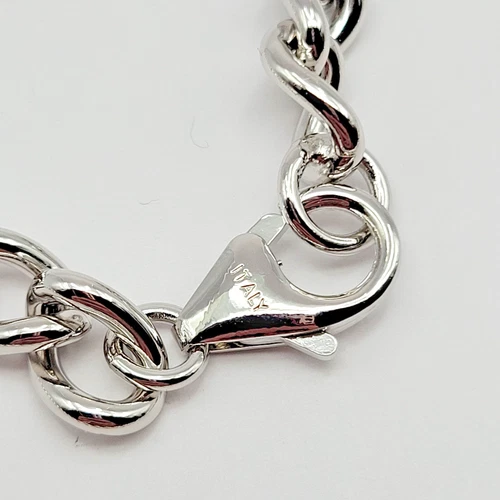 HSN Bellezza Bronze 7.5mm Silver Tone Curb Link Chain Necklace ~ 22" image 5