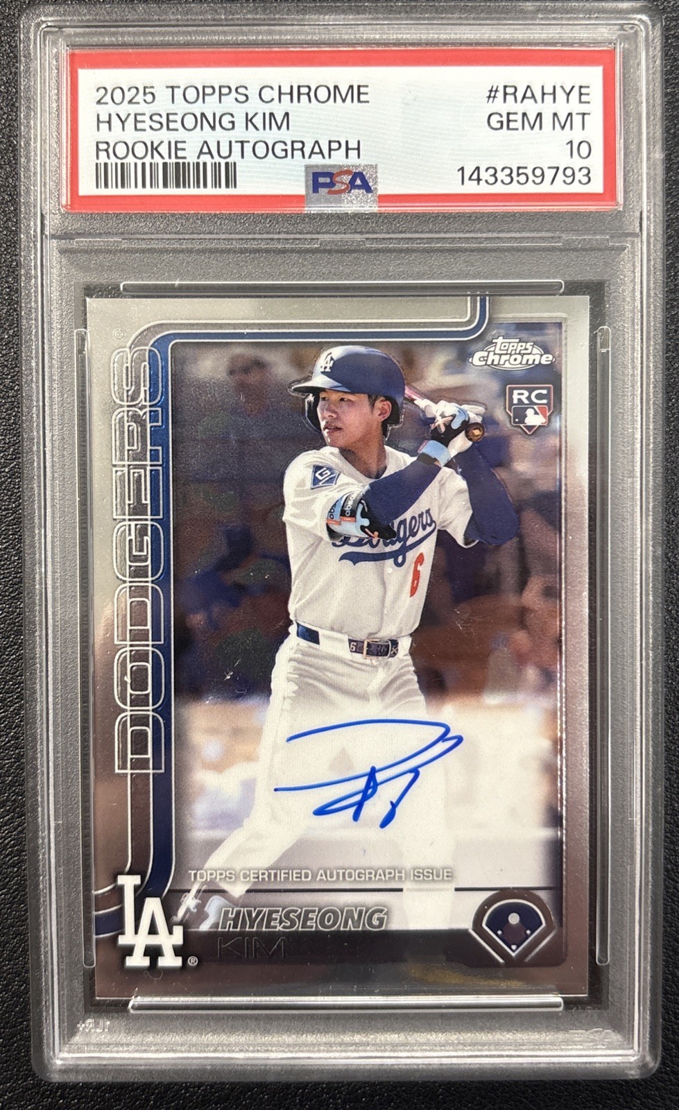 2025 Topps Chrome Hyeseong Kim ROOKIE AUTO #RA-HYE PSA 10 GEM MINT POP 5!