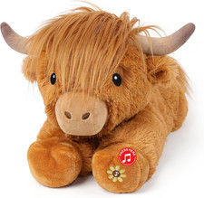 Highland Cow Stuffed Animals with Mooing Sound, Adorable Fluffy Plush Stuffed An
