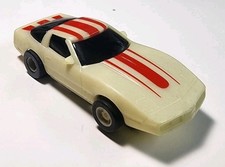 Tyco Nite Glow White w/Red Stripes '83 Chevy Corvette HO Slot Car Magnum 440