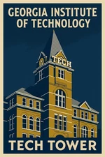 🎓 Georgia Tech Tower Poster - 24x36” - Premium Art Print 200GSM 💎