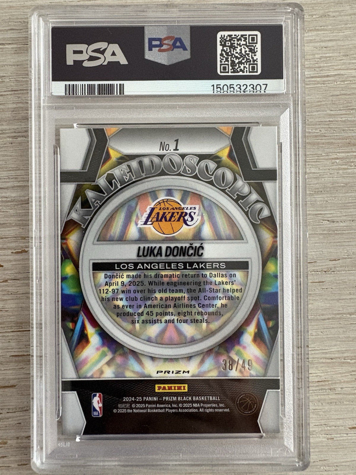 2024-25 Panini Prizm Black Luka Doncic Kaleleidoscopic Orange Prizm /49 - PSA 10 view 2