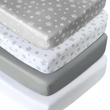 Crib Sheets for Boys or Girls 4 Pack, Fitted Crib Sheet for Standard Size Cri...