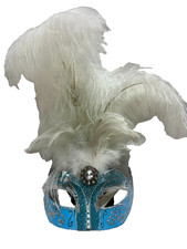 Venetian Eye Mask with Feathers Perfect for Masquerades and Handmade in Venice