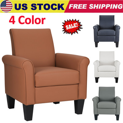 Modern Accent Faux Leather Single SoFa Home Upholstered Armchair For Living Room