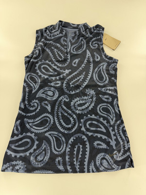 Nike Golf Shirt Womens Size XS Dri FIT Victory Sleeveless Paisley Obsidian Blue