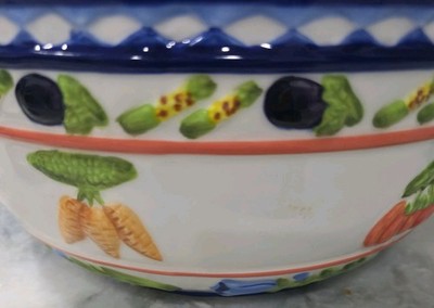 Zrike Cornucopia Collection Large Serving Bowl.  Hand Painted. Approx. 10''x5''