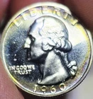 PQ++1960 PR Washington Quarter,25c Rainbow Toning