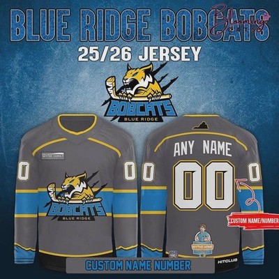 Personalized Blue Ridge Bobcats Pro Hockey Shirt Season 25/26 Grey For Fan 