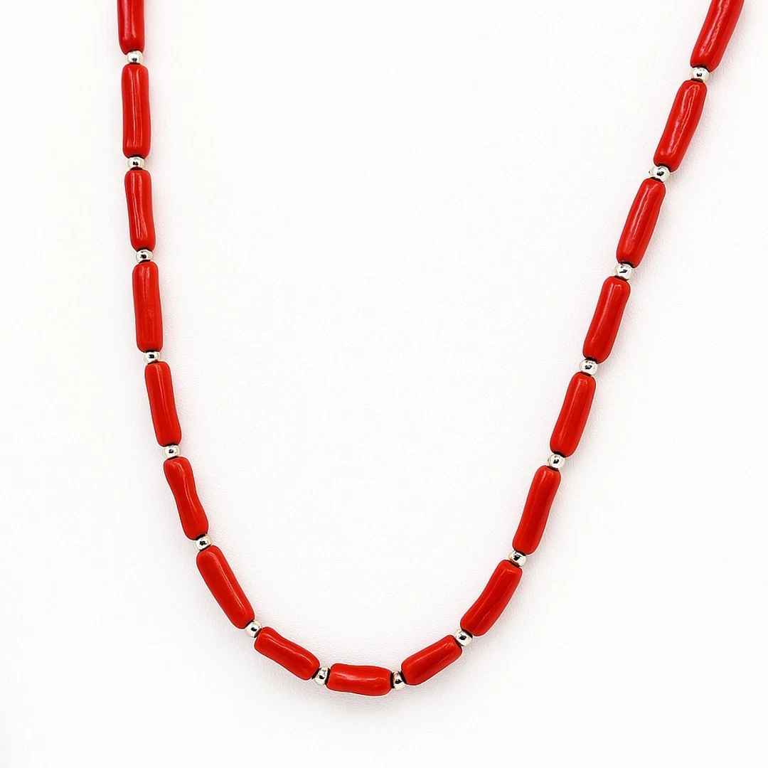 Collana In Corallo Rosso Naturale 6mm – Perle Tonde Con Chiusura In Argento 925, Gioiello Artigianale - 2