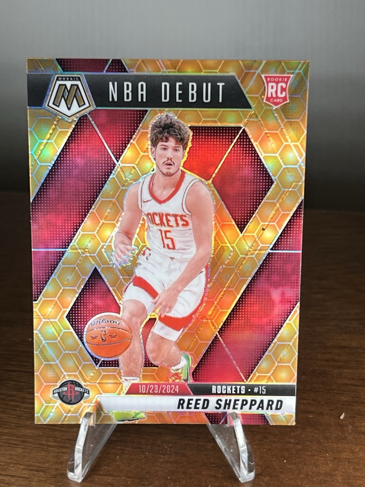 2024-25 Panini Mosaic Reed Sheppard RC Honeycomb Rookie NBA Debut #252 Rockets