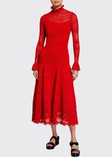 NWT*Alexander McQueen*Ruffled Crocheted Cotton-Blend Lace Dress *Red*S*$3,290*