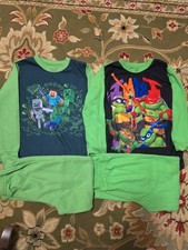 Boys Sz 6-7 Lot Of 2 Light Fleece Two Piece Pajamas, Minecraft, TMNT