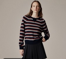 J Crew Collection Small Cashmere crewneck sweatshirt in stripe 298 CQ396