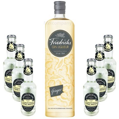 Friedrichs Gin Liqueur Ginger 0,7l 700ml (31% Vol) + 6 x Fentimans Premium Indi