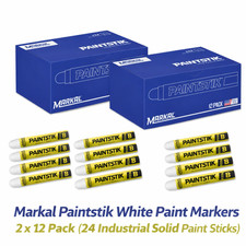 Markal Paintstik White Paint Markers   2 x 12-Pack 24 Industrial Sticks 