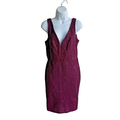 Bailey Blue v-neck sequin cocktail dress Sz M purple lined pencil shape H-1  | eBay