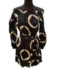 MICHAEL KORS Navy/White On/Off Shoulder Cotton Tie Dye Dress w/Belt (M) NWT $140
