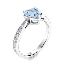 Aquamarine Stone New Solitaire with Accents Crown Chakra Ring Sterling Silver