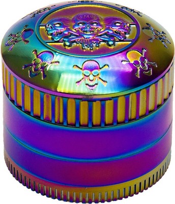 2'' 4pc Rainbow with mirror 3D Skull on Top Grinder Tobacco Spice Herb Crusher