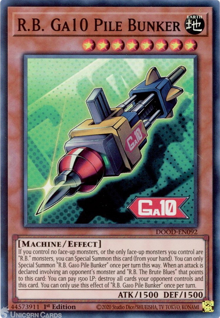 DOOD-EN092 R.B. Ga10 Pile Bunker : Super Rare 1st Edition Mint YuGiOh Card