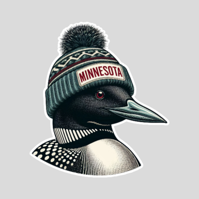 #ad Minnesota Loon Sticker Vinyl Decal Bird Beanie Winter Wildlife Design $3.14