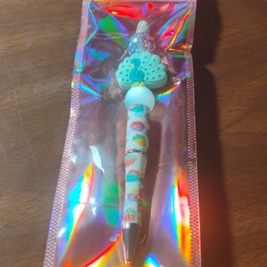 Handmade Decorative Peacock Top Ballpoint Pen, Cupcake, Plastic, Black Ink