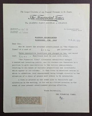 1932 The Financial Times Journal of Finance London Brief