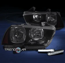 FOR 11-14 DODGE CHARGER HALOGEN BLACK/SMOKE HEADLIGHTS HEADLAMP W/DRL LED SIGNAL